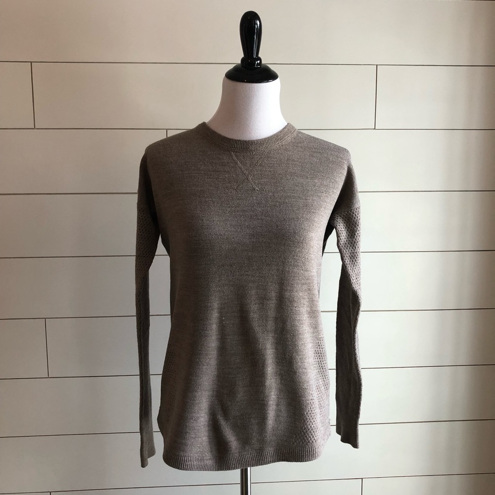 Camel/tan eyelet sweater/sweatshirt